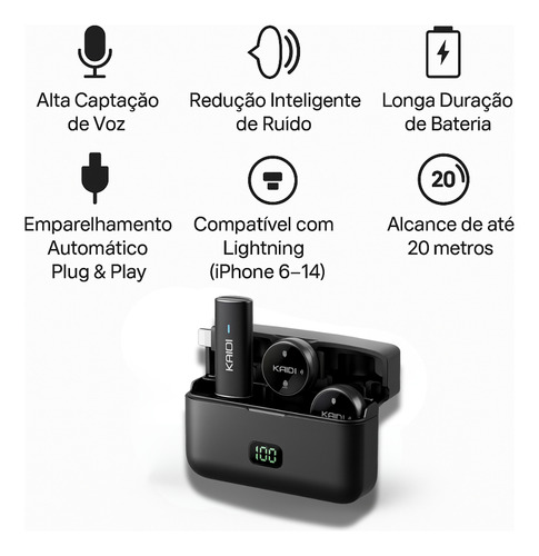 Microfone De Lapela Duplo Anti Ruído Sem Fio Redondo Premium