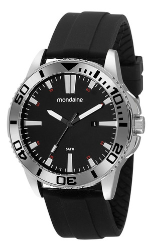 Relógio Masculino Mondaine 99632g0mvni1 Nfe Original Casual Cor Da Correia Preto Cor Do Bisel Prateado Cor Do Fundo Preto