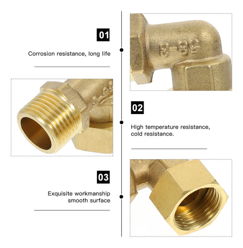 Codo De Accesorios De Plomería Con Conector De Latón, 2 Piez