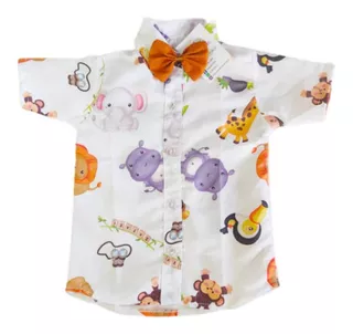 Camisa Infantil Social Temática Do Safari Festa Menino Bebê