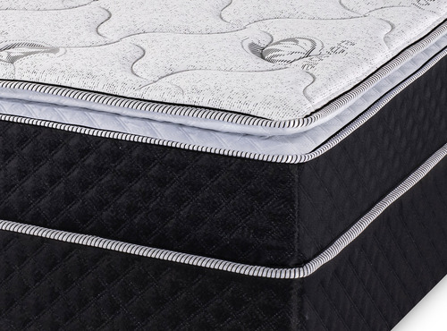 Conjunto De Sommier Y Colchón 1 Plaza Soltero Atena Con Pillow Top Eps Liviano Super Firme Hipoalergénico 190x78x57 150k