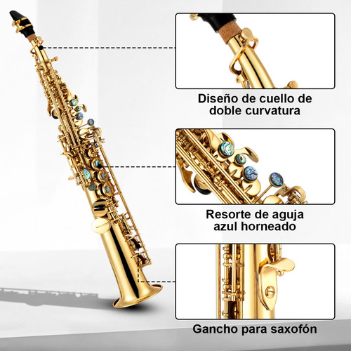 Saxofón Alto En Si Bemol Tubo Recto Para Principiantes Oro