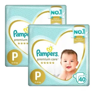 Kit 2 Pacotes Fralda Pampers Premium Care P 80 Unidades