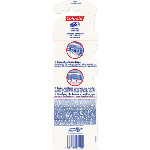 Imagen 4 de 4 de Cepillo dental Colgate 360° Luminous White medio pack x 2