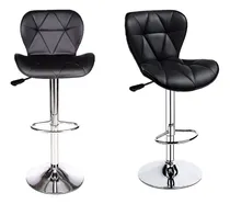 Comprar Set 2 Bancos altos de cocina barra respaldo Cuory CUO-SB04 color negro con acabado cromado
