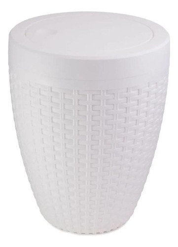 Lixeira Para Banheiro Rattan Aquaplás Branco 7,5 Litros