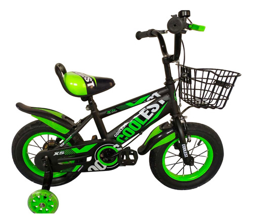 Bicicleta De Niños Coolest Verde Rodado 12 - Deportiva Y Div