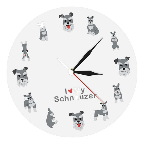 Reloj De Pared I Love Schnauzer 12 Pulgadas Para La