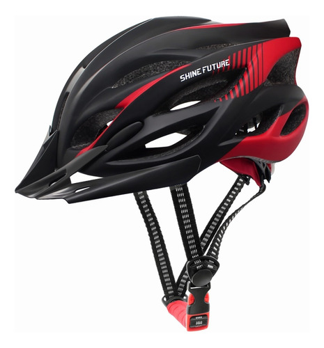 Cascos De Bicicleta Adulto Ciclismo Con Luz De Advertencia Color Rojo/negro Talla L 58-61cm