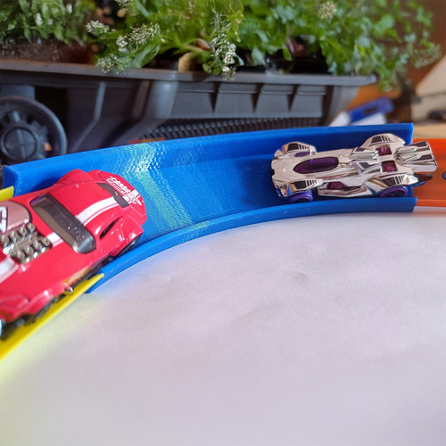 Curva 90 Grados Compatible Pista Hot Wheels 4 Pz Azul