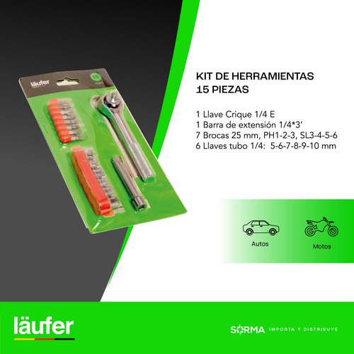 Imagen 2 de 9 de Kit Alfombras + Set De Herramientas 15 Piezas Laufer