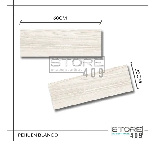Porcelanato Simil Piso Flotante Pehuen Blanco 20x60 1° Calid