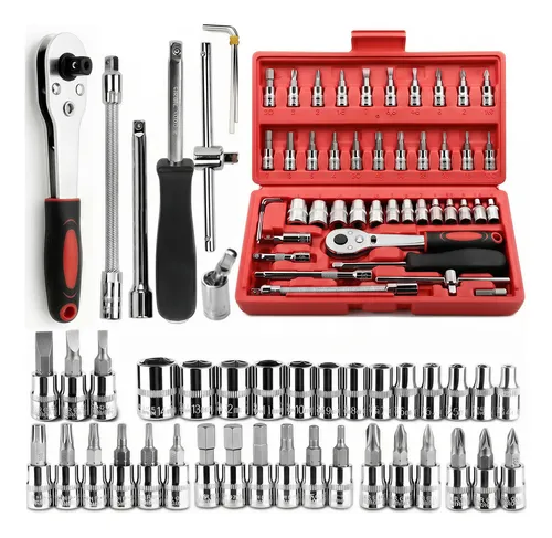 Kit 46 Peças Jogo De Chave Catraca Soquete Combo Maleta - R$ 26,98