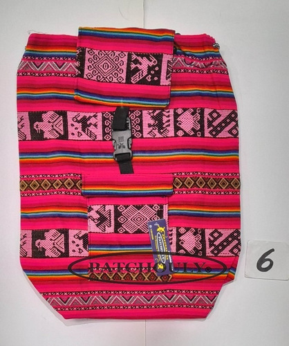 Imagen 7 de 10 de Mochila Aguayo Bolso Artesanal Étnica Regulable Artesanal
