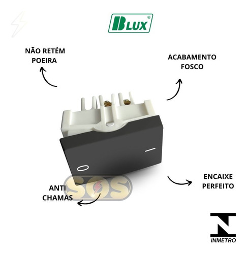 Módulo Interruptor Bipolar Simples Black Blux Recta Satin