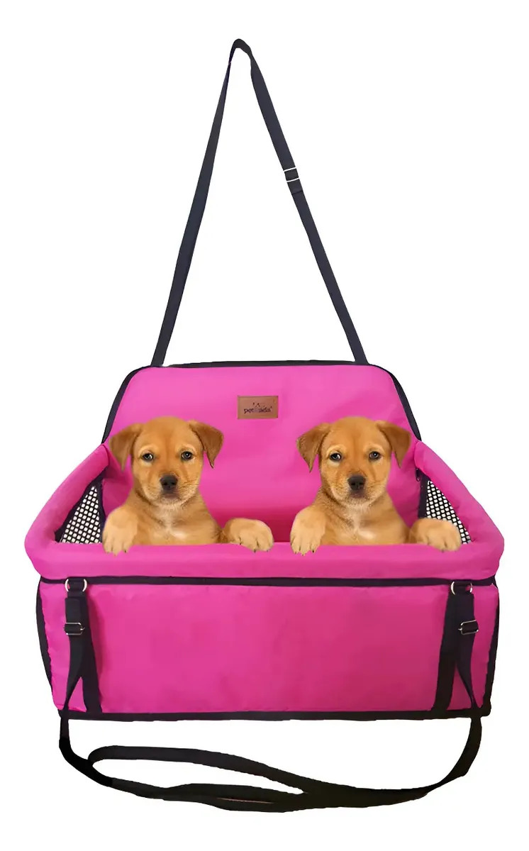 Cadeira Assento Carro Dupla Para 2 Pets Juntos Até 30kg Rosa