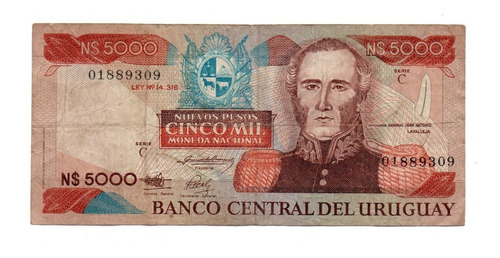 Uruguay Billete 5000 Pesos Moneda Nacional Año 1983 P#65