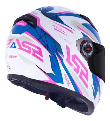Capacete Ls2 Combo Casal Ff358 Draze Branco E Rosa/vermelho