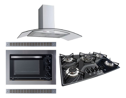 Kit Forno + Coifa Gourmet Cooktop Tripla Chama Safanelli