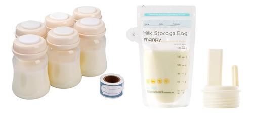 6 Botellas De Almacenamiento De Leche Y 100 Bolsas De Almace