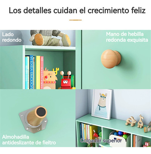 Estante Librero De Madera Con 2 Puertas Y 5 Niveles Azul Brillante
