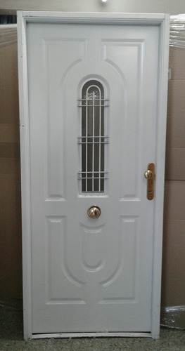 Puerta Reforzada Doble Chapa Inyectada Con Postigo 80x200