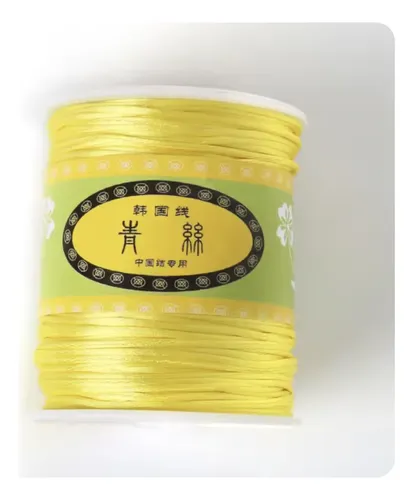 Hilo Cordón Cola De Ratón Rayon Color Amarillo 1mm 80 Mtrs