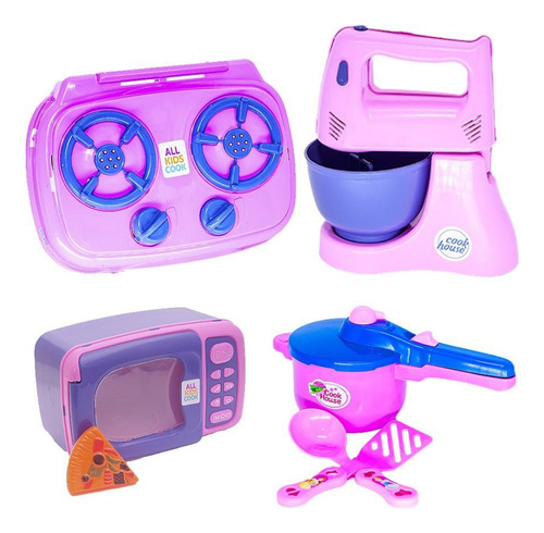 Kit Eletro Menina Brinquedo Panela Batedeira Cozinha 07pç