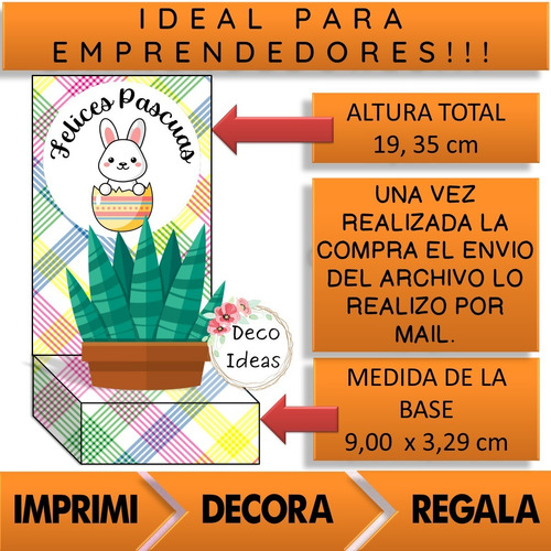 Imagen 6 de 6 de Kit Imprimible 01 Pascuas Caja Porta Huevo O Maceta+tarjetas