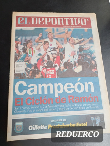Suplemento Deportivo Clarín San Lorenzo Campeón Claus 2007 E