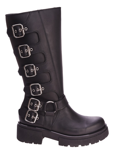 Botas Mujer Savage Qr-700 Caña Alta Bikers Negras