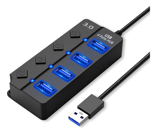 Hub Adaptador 4 Puertos Usb 3.0 5gbps C/ Interruptor