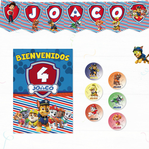 Kit Imprimible Paw Patrol Personalizado (sin Candy Bar)