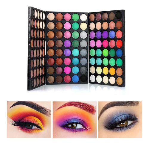 Mini Paleta De Sombras De Ojos De 120 Colores Vivos Mate Y B