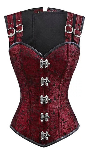 E Corset Victoriano Dama Gotico Steampunk Antiguo Boton E