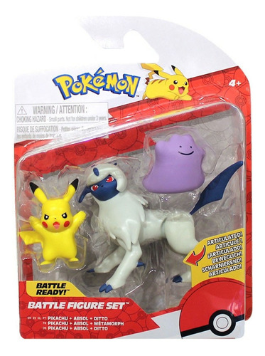 Pack Figuras Original De Pokemon, Pikachu + Absol + Ditto