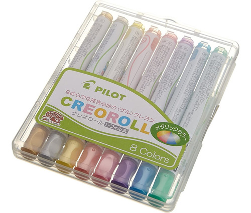 8 Crayones De Gel 8 Colores Metalicos Pilot