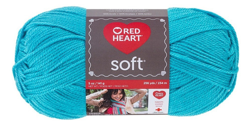 Estambre Acrílico Suave Liso Soft Yarn Red Heart Coats Color TURQUOISE 2515