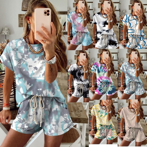 Imagen 5 de 6 de Pijama Mujer Batik 2 Piezas Short + Remera Moda Verano