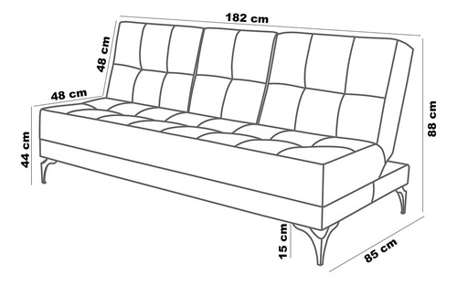 Sofa Cama Target Nevada Solteiro Reclinavel Linho Pes Ferro Cor Creme