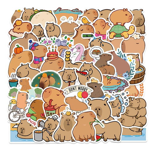 Calcomanía De Animales 50 Calcomanías De Capibara Resistente