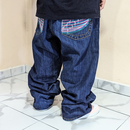 Pantalón Tipo Jnco Ed Hardy Bordado Baggy Y2k Azzure