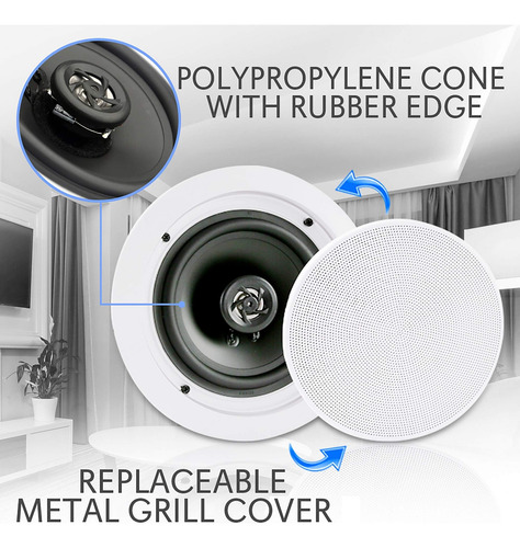 Pyle Par De 6.5 Bluetooth Montaje Empotrado En Pared Sistem