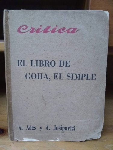 El Libro De Goha, El Simple. A. Ades Y A. Josipovici.