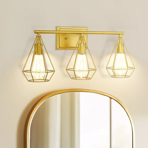 Aplique De Pared Vintage Dorado De 3 Luces, Lámpara De Pared