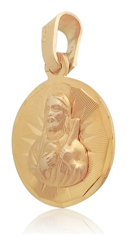 Medalla Oro 18k Laminado #296 Sagrado Corazón Grabado Dorado