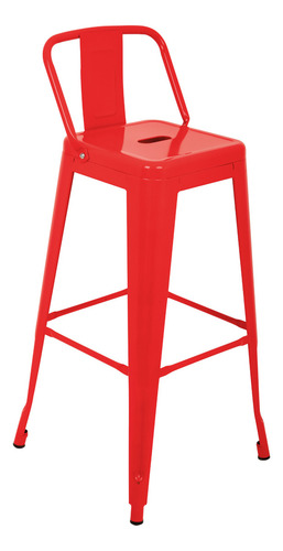 Banco Alto Respaldo Tipo Tolix Vintage Minimalista Moderno Acero Galvanizado Color Rojo KingsHouse TOLIX-BAR2