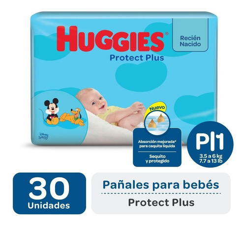 Pañales Huggies Protect Plus Pequeño 30 u