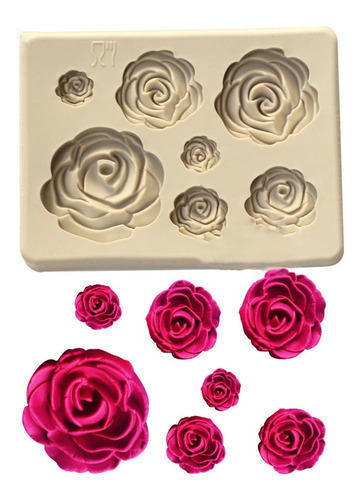 Imagen 1 de 2 de Molde Silicona Para Rosas Fondant, Chocolate, Porcelana