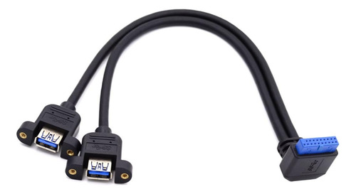 Cable Usb 3.0 Hembra X2 A 20 Pin 90º Traba Superior Mother